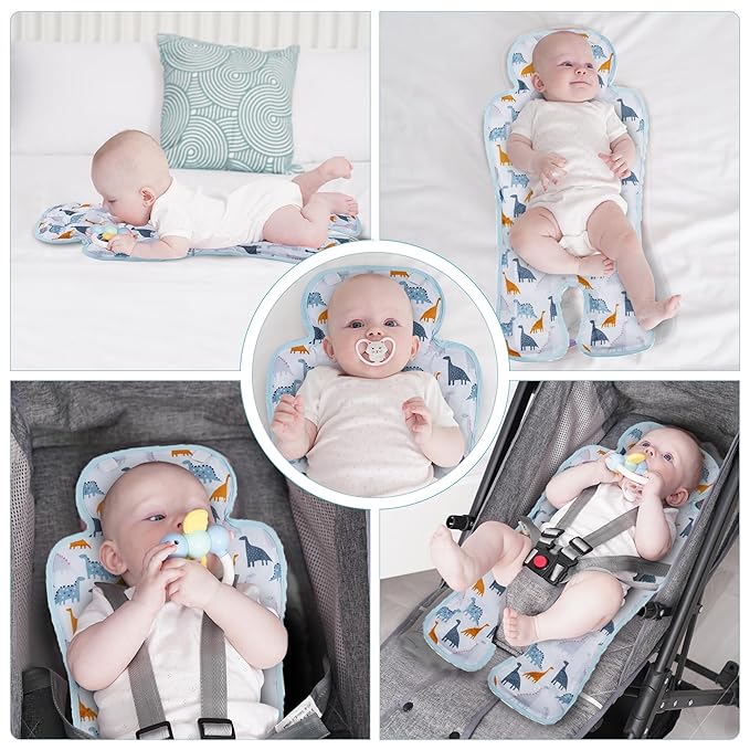 Gel Car Seat Cooler Pad,1 Pack Double Sides-Universal Baby Stroller Ice Cushion Cooler Mat,Summer cooling Seat Liner,Multifunctional Suitable for Baby Dining Chair,Child Safety Seat (Dinosaur+Dog)