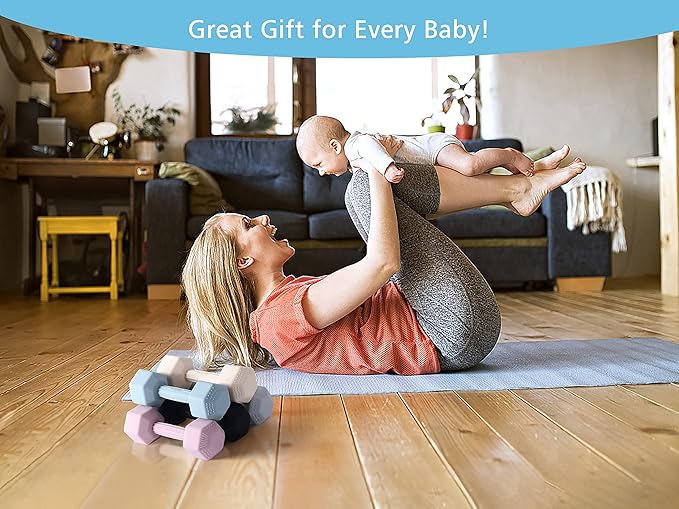 Giftty Baby Dumbbell Infant Rattle Silicone Teething Toy Teether Infants Toddler Sensory Toy Exercises Weight - Made of 100% Food-Grade Silicone, Safe for Baby Boys and Girls (1pcs 4.8oz