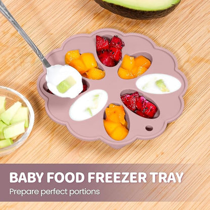 Baby Fruit Feeder with Mini Freezer Tray, 2 Pack Silicone Baby Food Feeder for Batch Prep 2 Extra
