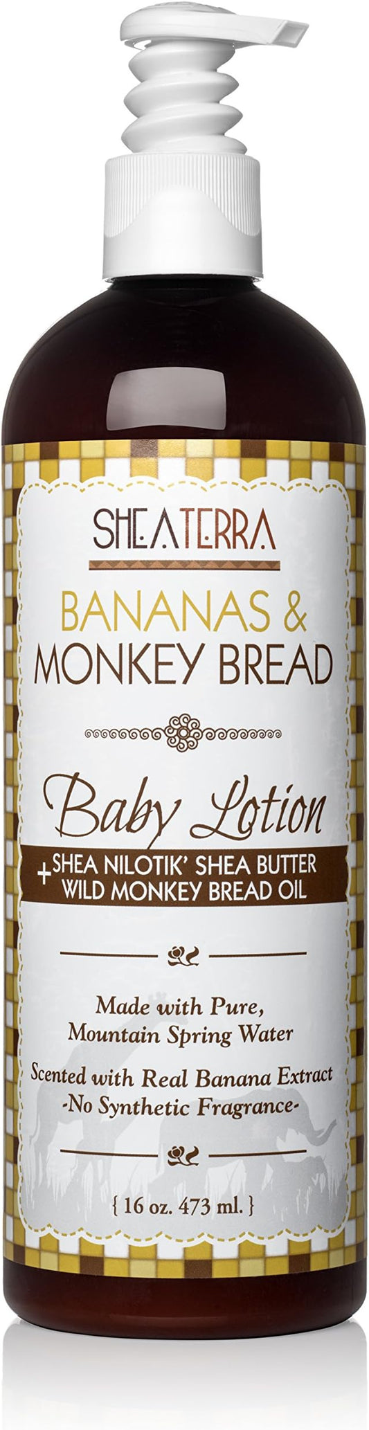 Shea Terra Organics Mama and Baby Collection | Bananas & Monkey Bread Baby Lotion 16oz