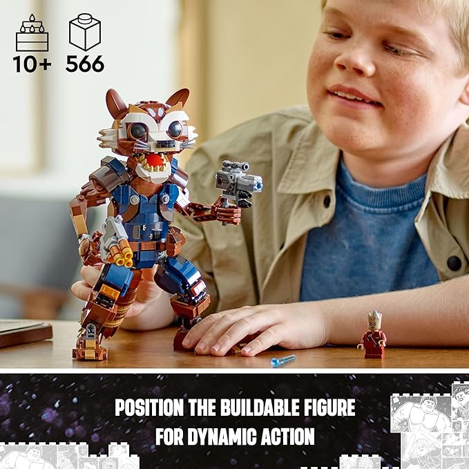 LEGO Marvel Rocket & Baby Groot Minifigure, Guardians of The Galaxy Inspired Marvel Toy for Kids 10 and 76282