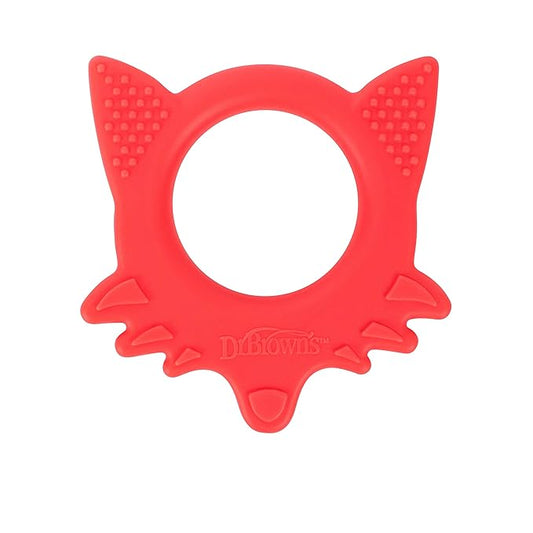 Dr. Brown's Flexees Friends Orange Fox, Soft 100% Silicone Baby Teether 3m+