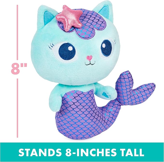 Gabby's Dollhouse, 8-inch Mercat Purr-ific Plush Toy 3 and