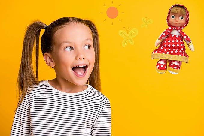 Masha Doll Soft Plush 9"" Toys Cuddly Dolls for Toddlers and Infants, Spring Stuffy Girls and Boys Birthday Gifts