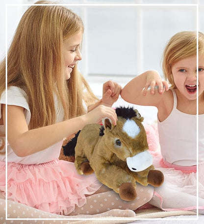 DolliBu Lying Brown Horse Stuffed Animal - Super Soft Plush Horse, Floppy Farm Stuffed Animal 10.5 Inches