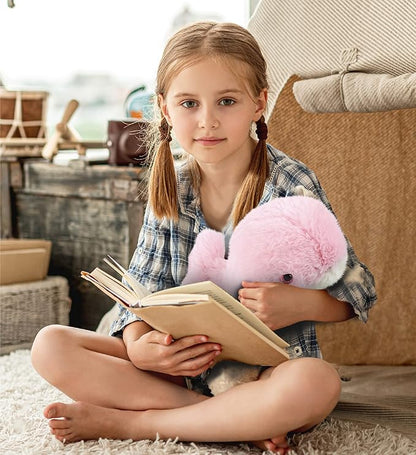 DolliBu Plush Whale Stuffed Animal - Soft Huggable Pink Whale, Adorable Playtime Whale Plush Toy 7Inches