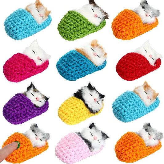 Zubebe 12 Pcs Sleeping Cats in Slipper Cat Doll Toy