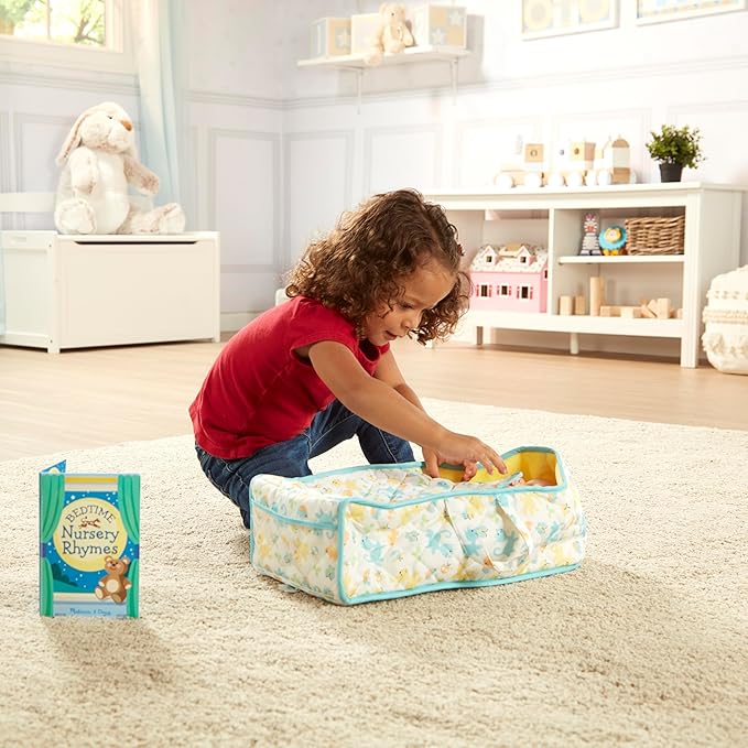 Melissa & Doug Mine to Love Bassinet Play Set Portable Carrier for Dolls with Crinkle Toy, for 3+ years