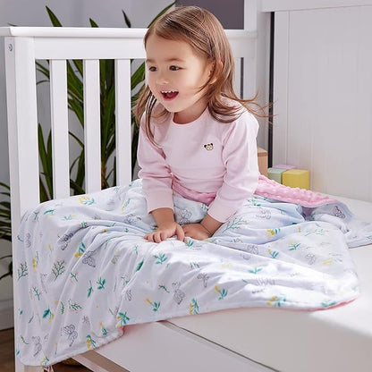 DaysU Silky Micro Soft Plush Baby Blankets for Girls with Print Floral Pattern and Soothing Raised Dots, Double Layer Bed Throws for Baby Crib 30x40 Inches
