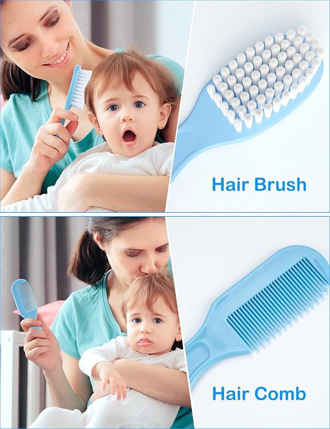 Baby Healthcare and Grooming Kit 15 in 1, Safe Baby Grooming Kit Newborn Girl Boy Essentials, Portable Baby Care Set Nursery Shower Gift for Infant Baby Registry Search, Blue