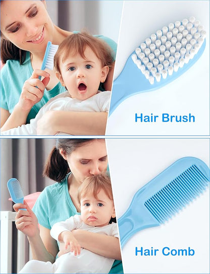 Baby Healthcare and Grooming Kit 15 in 1, Safe Baby Grooming Kit Newborn Girl Boy Essentials, Portable Baby Care Set Nursery Shower Gift for Infant Baby Registry Search, Blue