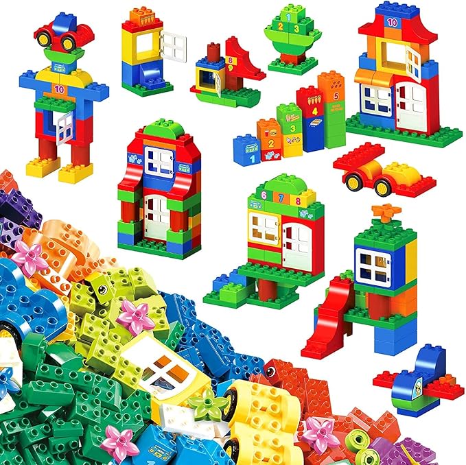 Large Building Blocks Set, 94 Pcs Classic Big Blocks STEM Toy Bricks 3,4,5,6,7,8+