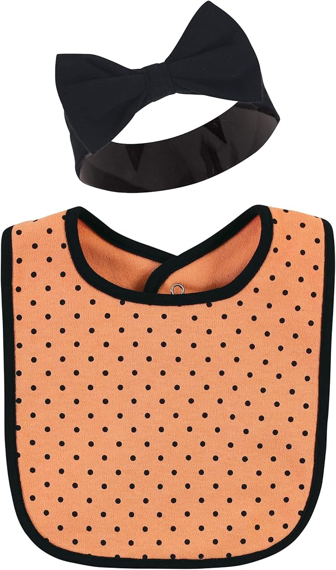 Hudson Baby Unisex BabyCotton Bib and Headband or Caps Set