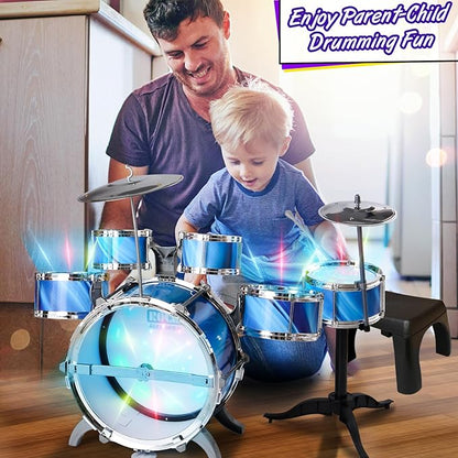 Kids Drum Set for Toddlers 1-3 with Upgraded Chair, Drum Set for Kids Age 3-5 4 Lights