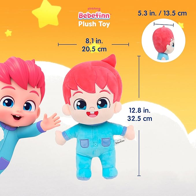 Pinkfong Official Bebefinn Plush Toy: 12-Inch Interactive Stuffed Doll - Ideal Gift for Babies and Toddlers 1-3 | Premium Multisensory Experience, Child-Friendly Design