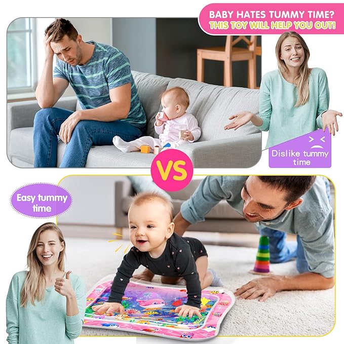 Infinno Tummy Time Mat Premium Baby Water Play Mat for Infants and Toddlers Baby Toys for 3 to 24 Months, Strengthen Your Baby's Muscles