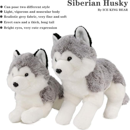 Ice King Bear Lifelike Siberian Husky Stuffed Animal - Plush Toy 13 Inches