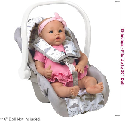 Adora Twinkle Stars Baby Doll Car Seat, Creative, Stylish and Functional Doll Accessory That Fits Dolls up to 20", Plush Toys or Stuffed Animals for Ages 2 and Up - White Handle