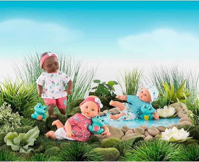 Corolle Bebe Bath Marin Baby Doll - 12" Soft-Body with Rubber Frog Toy, Safe for Water Play in Bathtub or Pool 18 Months