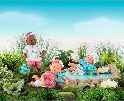 Corolle Bebe Bath Marin Baby Doll - 12" Soft-Body with Rubber Frog Toy, Safe for Water Play in Bathtub or Pool 18 Months