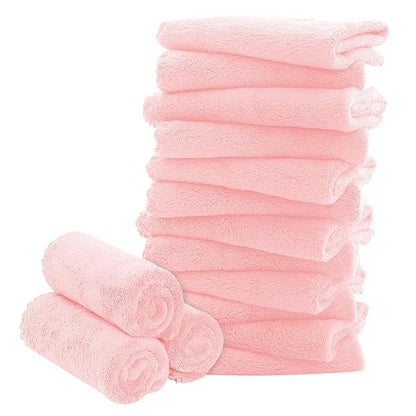 32 Pack Baby Washcloths - Luxury Coral Fleece 10x10 Inch