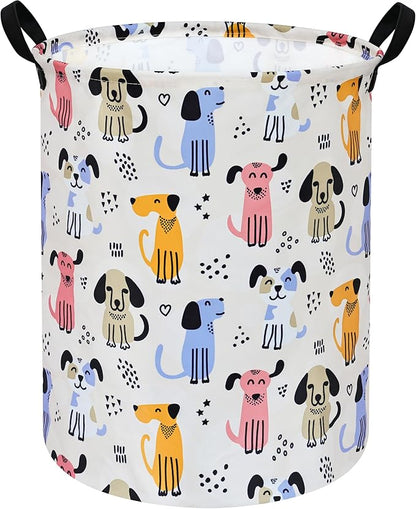 Round Dog Pattern Laundry Hamper Laundry Basket Storage Basket Organizer