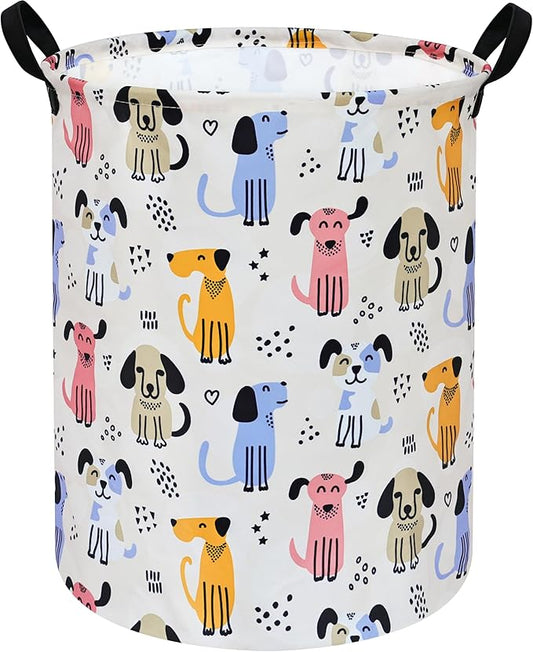 Round Dog Pattern Laundry Hamper Laundry Basket Storage Basket Organizer
