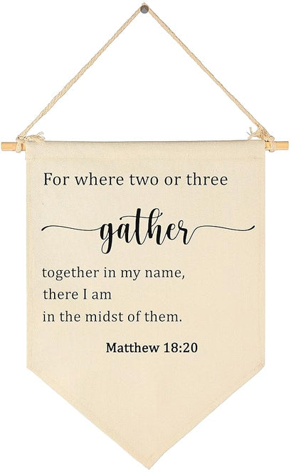 Dining Room Wall Decor-Kitchen Falg Sign-Gather Banner Decor-For Where Two