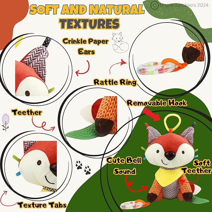 Maple Toys 5-in-1 Multi-Sensory Toy with Teethers, Rattles