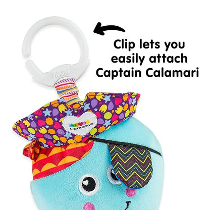 Lamaze Clip On Car Seat and Stroller Toy - Captain Calamari - Crinkle Car Seat Toys and Stroller Toys - Sensory Toys for Babies - Travel Toys for Car - Infant Toys Ages 0 Months and Up