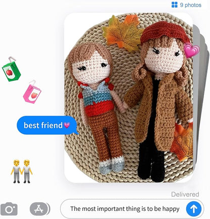Music Lover Girls Style Handmade Crochet Knitted Doll, Cute Plush Toy for Music Lovers Fan Girls,8in