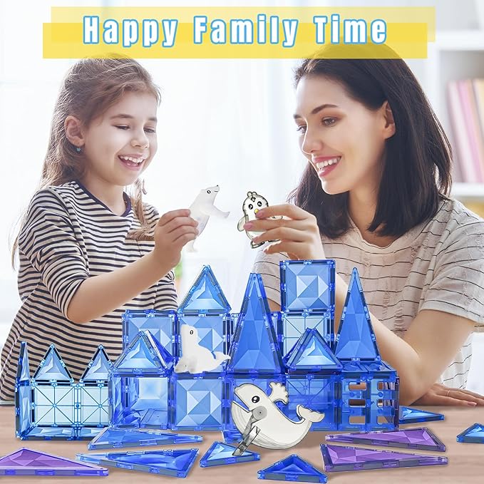 Magnetic Tiles Frozen Toys,Arctic Animals Magnet Building Blocks Toy for Kids Toddler Age 1-3 3-5 4-8, STEM Learning Sensory Construction for Boys and Girls 3+, Gift for Birthday Christmas Party
