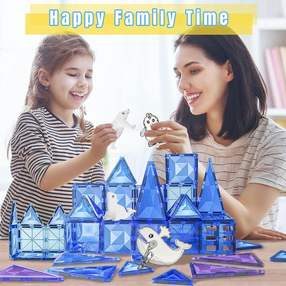 Magnetic Tiles Frozen Toys,Arctic Animals Magnet Building Blocks Toy for Kids Toddler Age 1-3 3-5 4-8, STEM Learning Sensory Construction for Boys and Girls 3+, Gift for Birthday Christmas Party