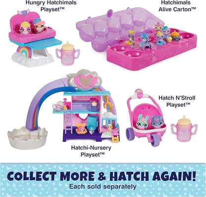 Hatchimals Alive, Hungry Hatchimals Playset with Highchair Toy and 2 Mini Figures in Self-Hatching Eggs 3 and