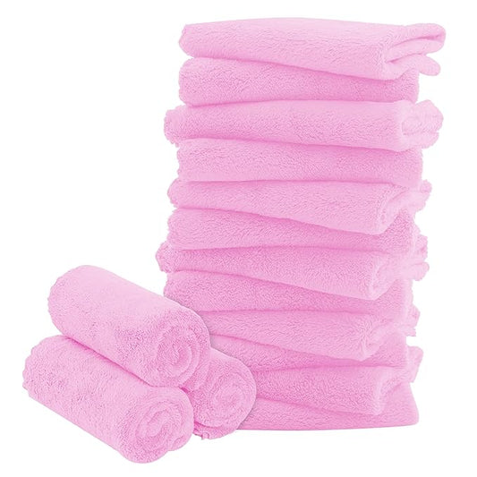 16 Pack Baby Washcloths - Luxury Coral Fleece Berry,10x10 Inch