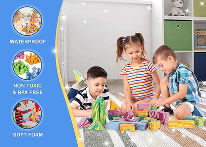 Morvat 300 Piece Colorful Soft EVA Foam Building Blocks Set, Waterproof Play Toy for Children