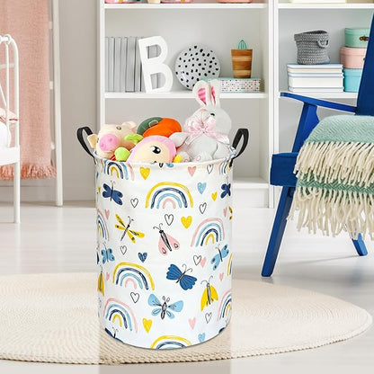 Round Rainbow Pattern Laundry Hamper Storage Basket Organizer Hamper Storage
