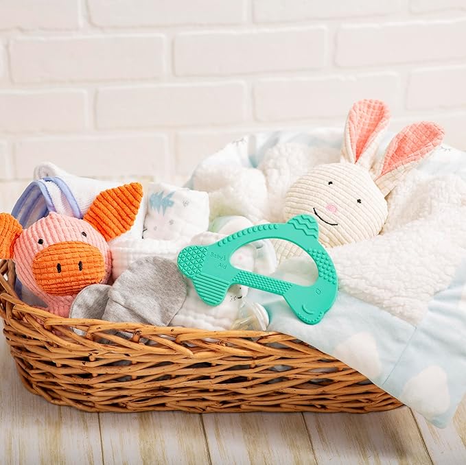 Baby’s Aid Dolphin Silicone Baby Teether, Easy to Hold Teething Toy for Pain Relief 3+ Months, 8X Teething
