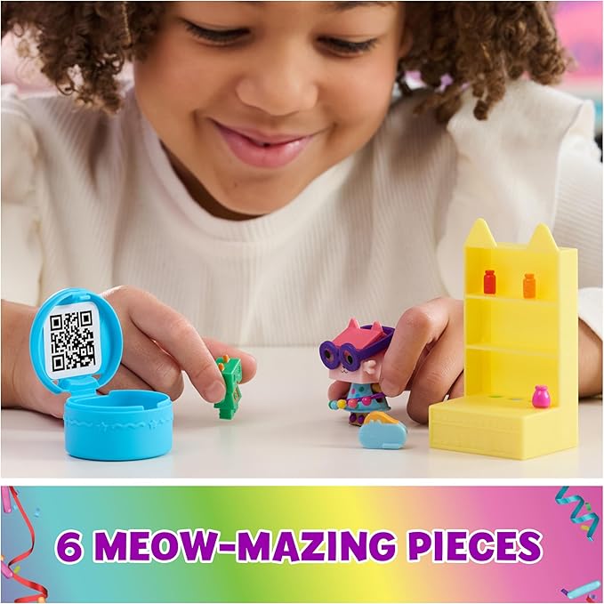 Gabby's Dollhouse, Celebration Series Baby Box Cat Bobble Figure with Dollhouse Furniture and Accessories 3 and