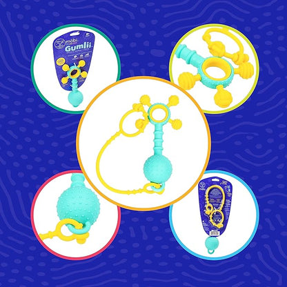 Mobi Gumlii Sensory Teether Baby Rattle Toy - Baby Teething Toy for Babies 0-6 Months, Newborn Baby Sensory Teether & Rattle Toy 1