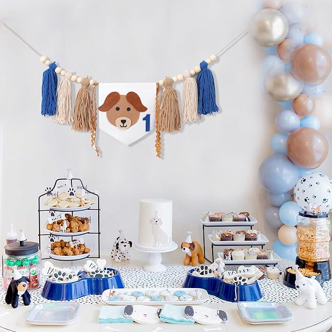 Puppy Tassel High Chair Banner - Dog Themed 1st Birthday Party Decor,Puppy First Birthday Highchair Banner
