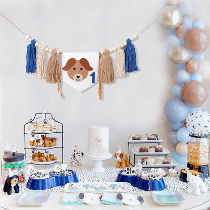 Puppy Tassel High Chair Banner - Dog Themed 1st Birthday Party Decor,Puppy First Birthday Highchair Banner