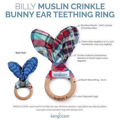 Kanga Care Baby Soft Muslin Sensory Crinkle Bunny Ear Wood