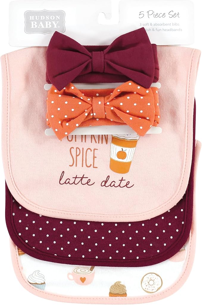 Hudson Baby Unisex BabyCotton Bib and Headband or Caps Set