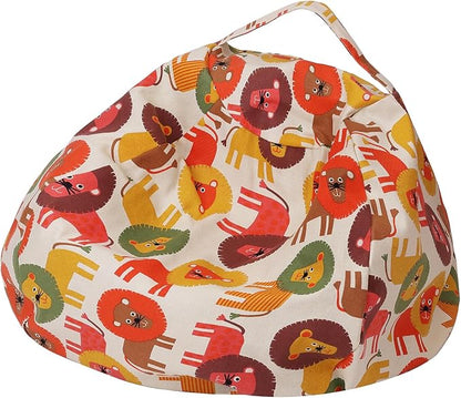 LMYOVE Stuffed Animal Storage Bean Bag Chair Cover for Kids, Zipper Storage Bean Bag for Organizing Plush Toys for Girls and Boys (26", Cartoon Lion)
