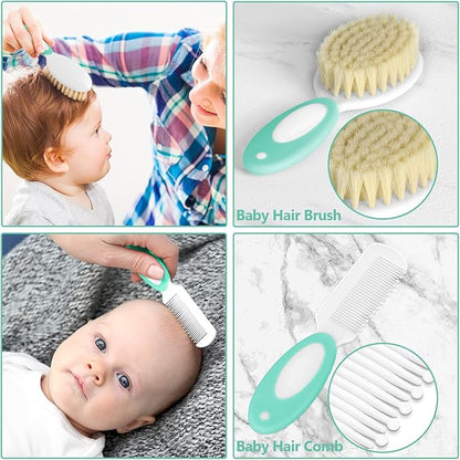 Baby Healthcare and Grooming Kit for Newborn Kids, 24PCS Upgraded Safety Baby Care Kit, Newborn Nursery Health Care Set, Baby Care Products (Green)