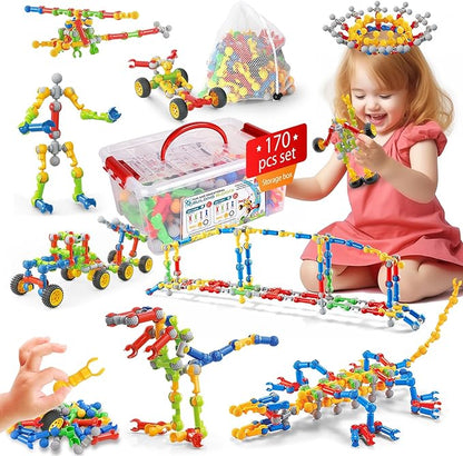 Kids Building Kit STEM Toys Building Blocks Toy Educational Construction 3-8 Best (STEM-170PCS)