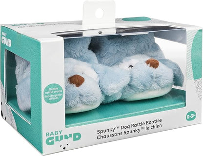 Baby GUND Spunky Puppy Rattle Booties Plush Baby Infant Shoes, Blue
