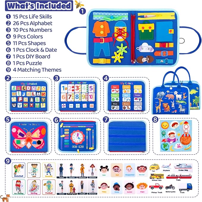 HONGDDY Busy Board Montessori Toys for Toddler, Sensory Board Toy