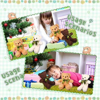 HyDren 15 Pieces Plush Stuffed Bears, 10 Inch Cute Soft Stuffed Bear Toy with Bow Tie for Graduation Baby Shower Christmas Birthday Party Gift Favors (Golden